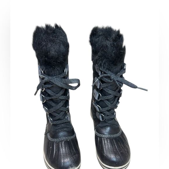 Sorel Tofino II Waterproof Black Snow Boots Faux Fur Big Girls 3 - Picture 3 of 8